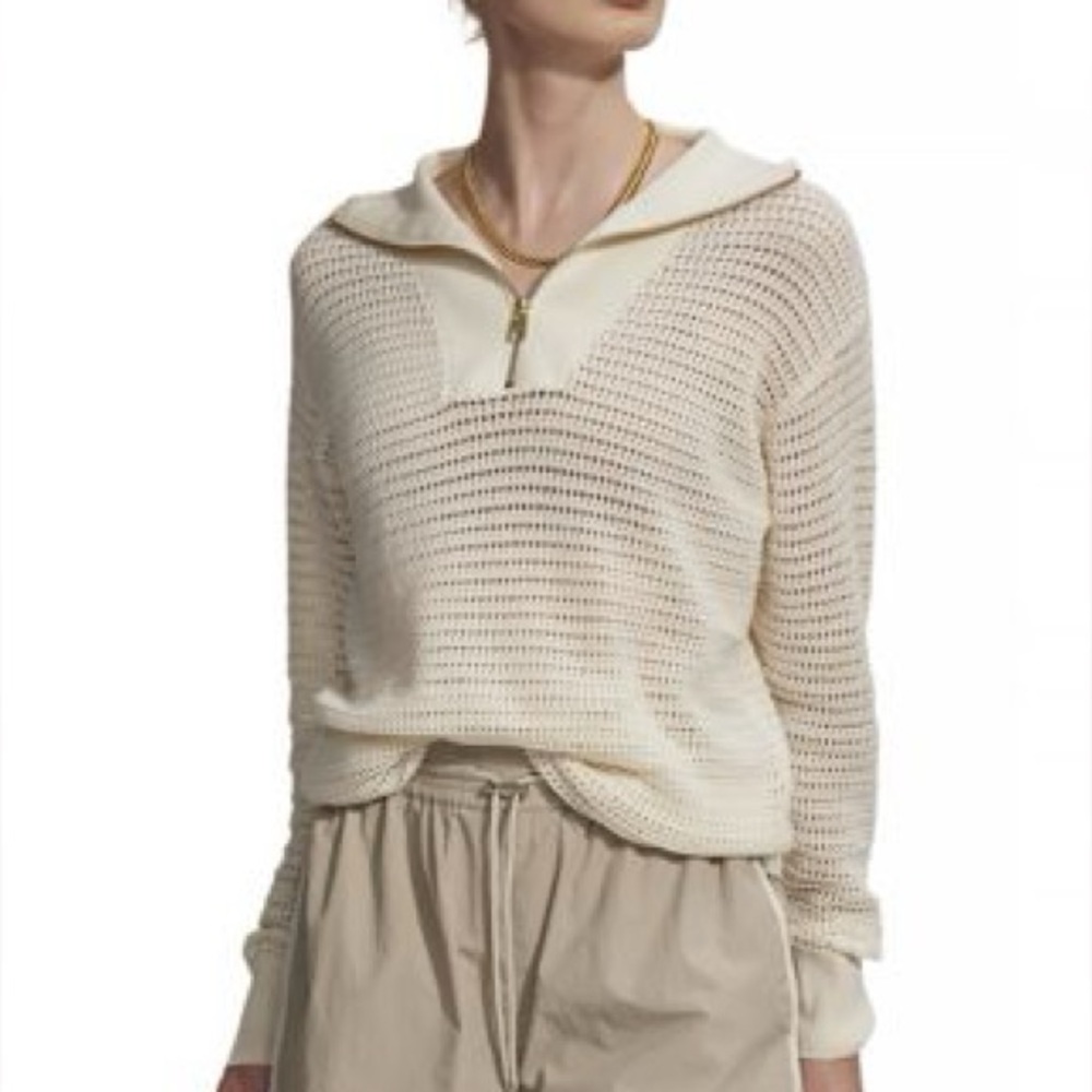 Varley Billie Half Zip Knit Sweatshirt - cream color size small